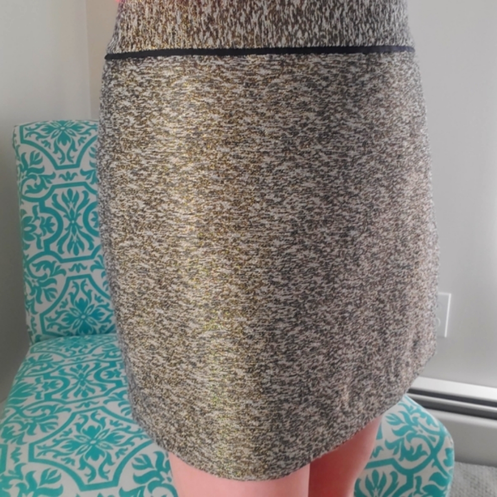 The Limited Gold Shimmer Mini Pencil Skirt